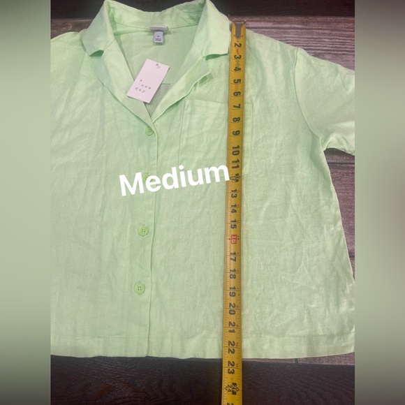 💚A NEW DAY Women’s Linen Short Sleeve Button-Down Camp Shirt Sz M NEW With Tags💚 - Picture 8 of 14